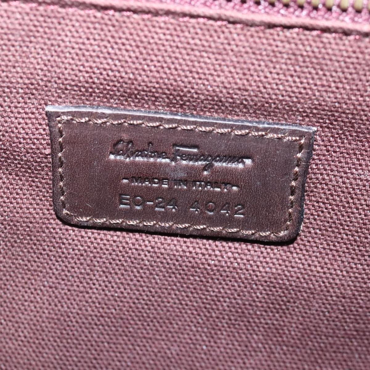 Salvatore Ferragamo Gancini Clutch Bag Leather Brown Auth ar12841