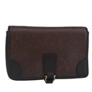Salvatore Ferragamo Gancini Clutch Bag Leather Brown Auth ar12841-1
