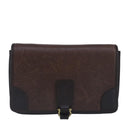 Salvatore Ferragamo Gancini Clutch Bag Leather Brown Auth ar12841-13