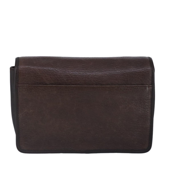 Salvatore Ferragamo Gancini Clutch Bag Leather Brown Auth ar12841