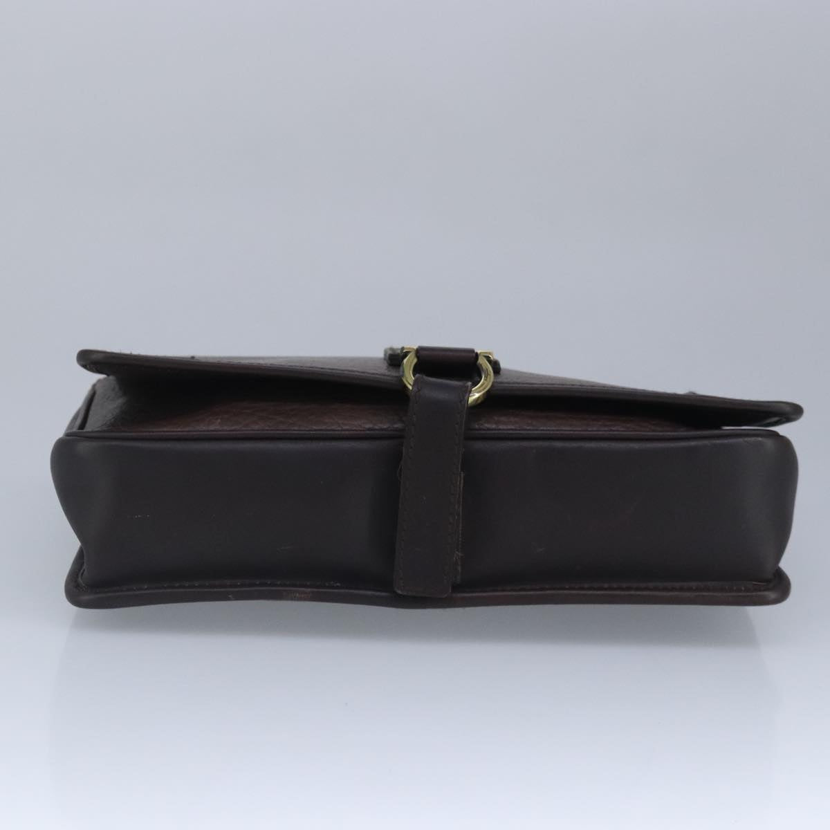 Salvatore Ferragamo Gancini Clutch Bag Leather Brown Auth ar12841