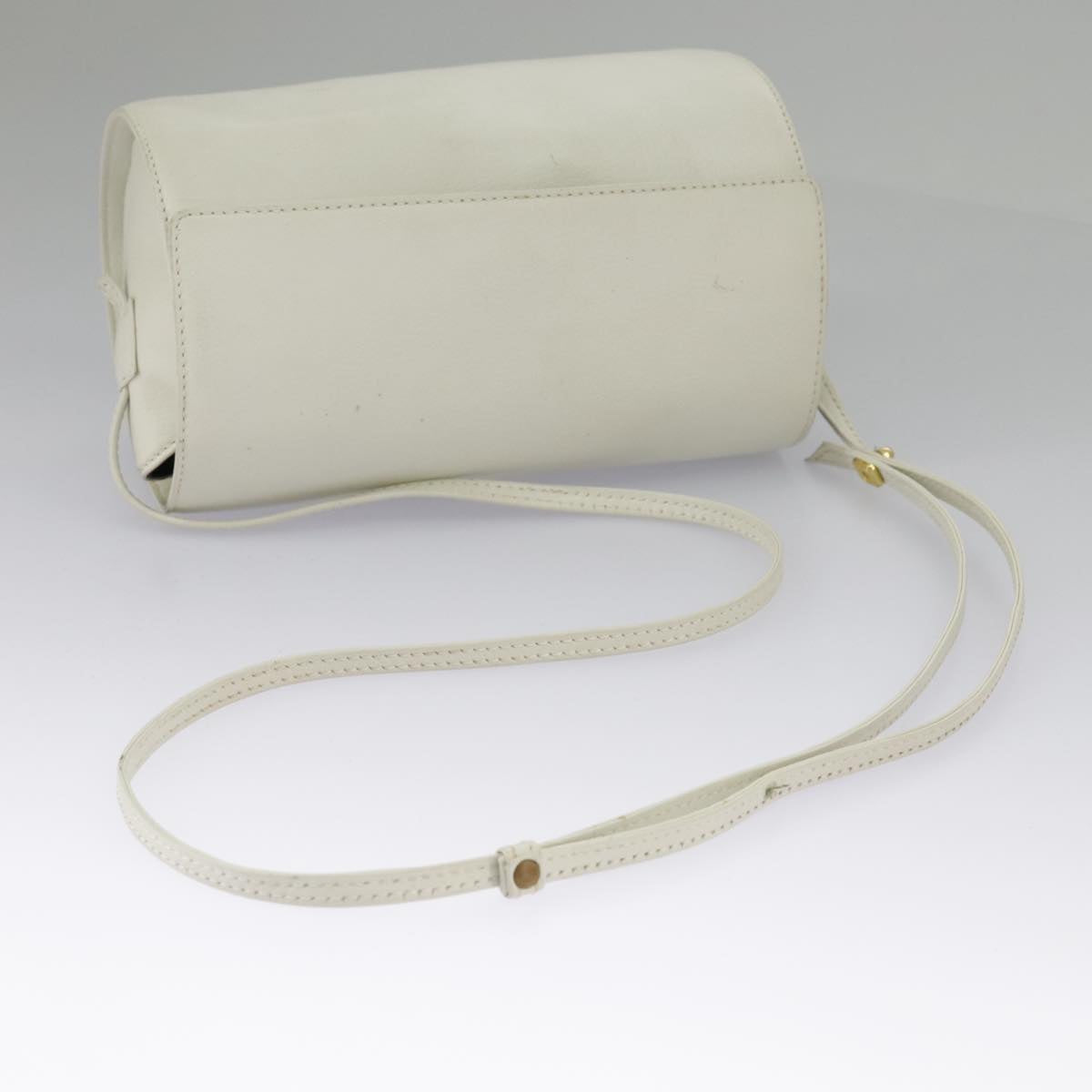 LOEWE Shoulder Bag Leather White Auth ar12842