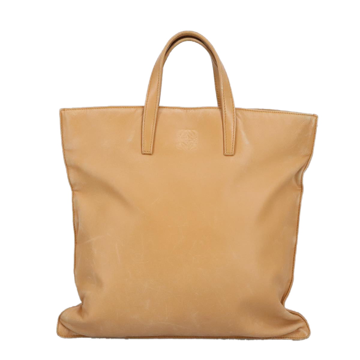 LOEWE Anagram Tote Bag Leather Beige Gold Auth ar12843