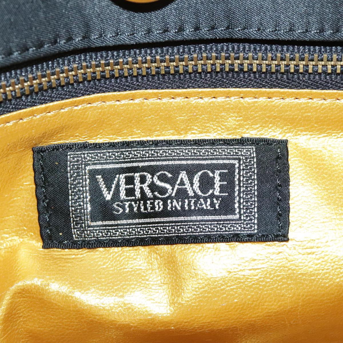 Gianni Versace Tote Bag Nylon Black Auth ar12845