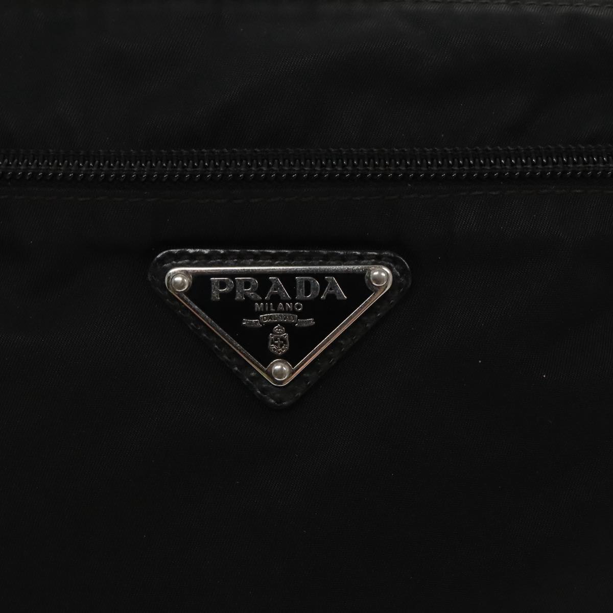 PRADA Shoulder Bag Nylon Black Silver Auth ar12861