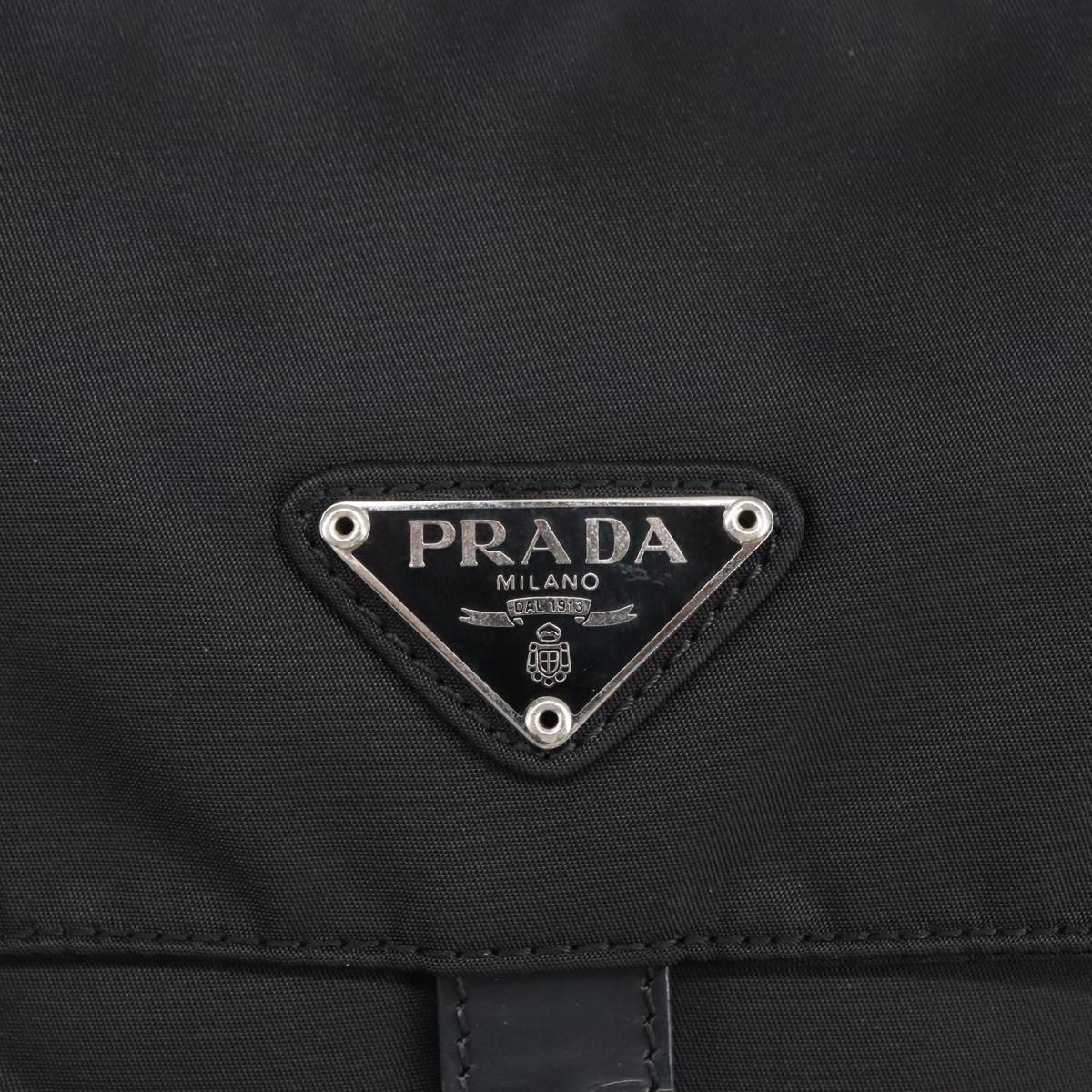 PRADA Shoulder Bag Nylon Black Silver Auth ar12868