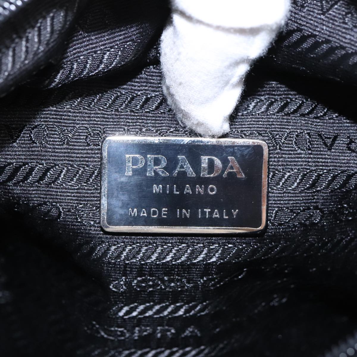 PRADA Shoulder Bag Nylon Black Silver Auth ar12868