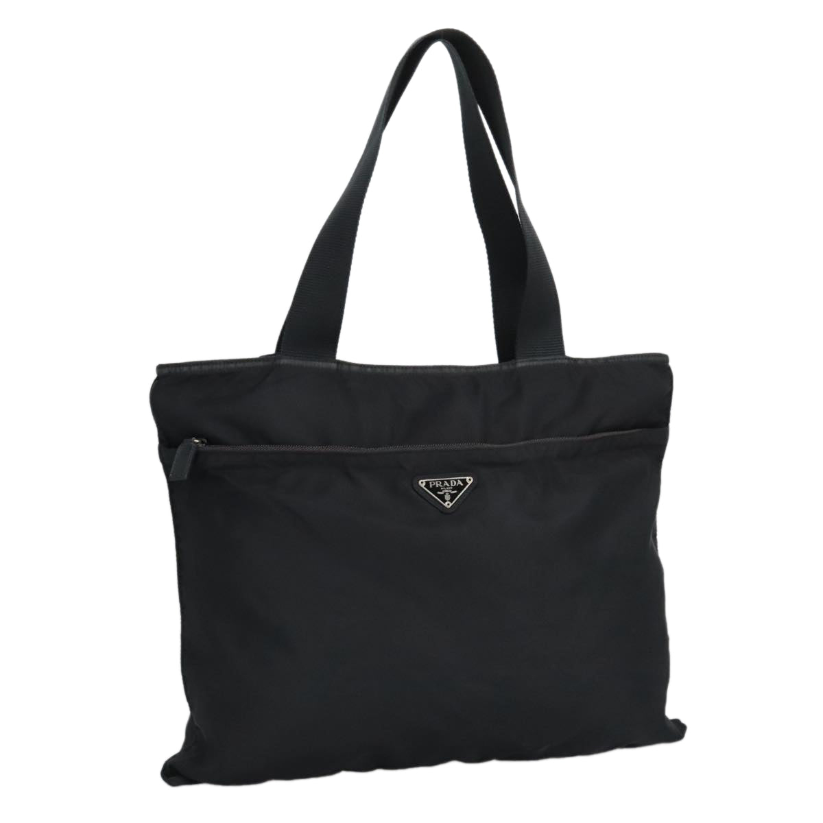 PRADA Tote Bag Nylon Black Silver Auth ar12871