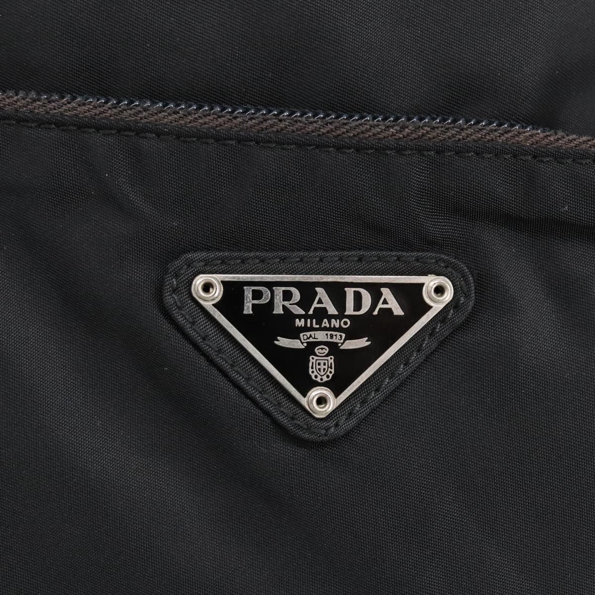 PRADA Tote Bag Nylon Black Silver Auth ar12871