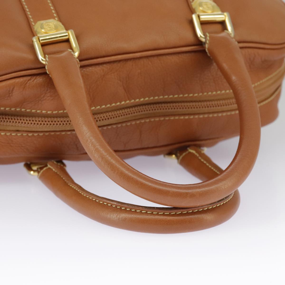 LOEWE Hand Bag Leather Brown Gold Auth ar12874