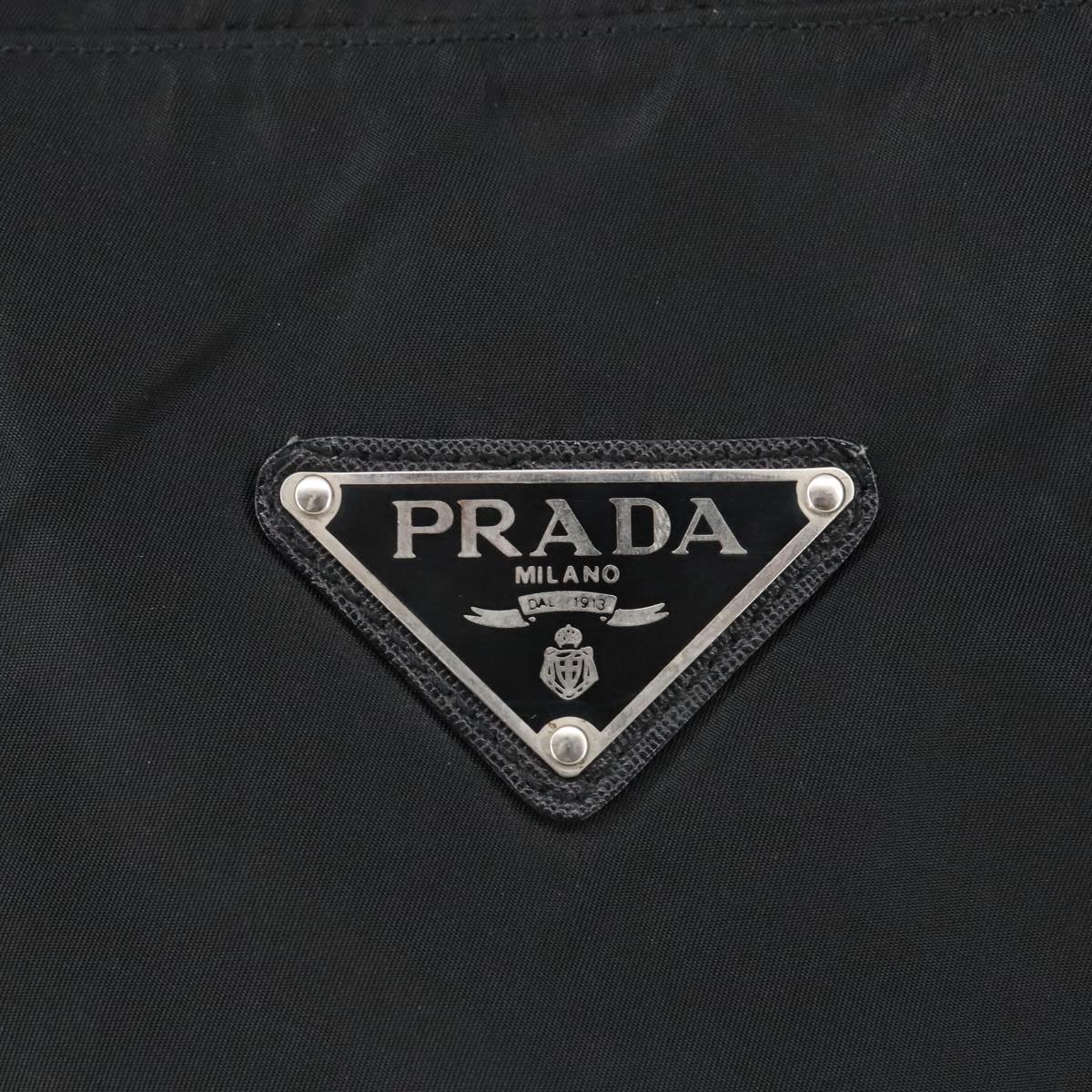 PRADA Boston Bag Nylon Black Silver Auth ar12876