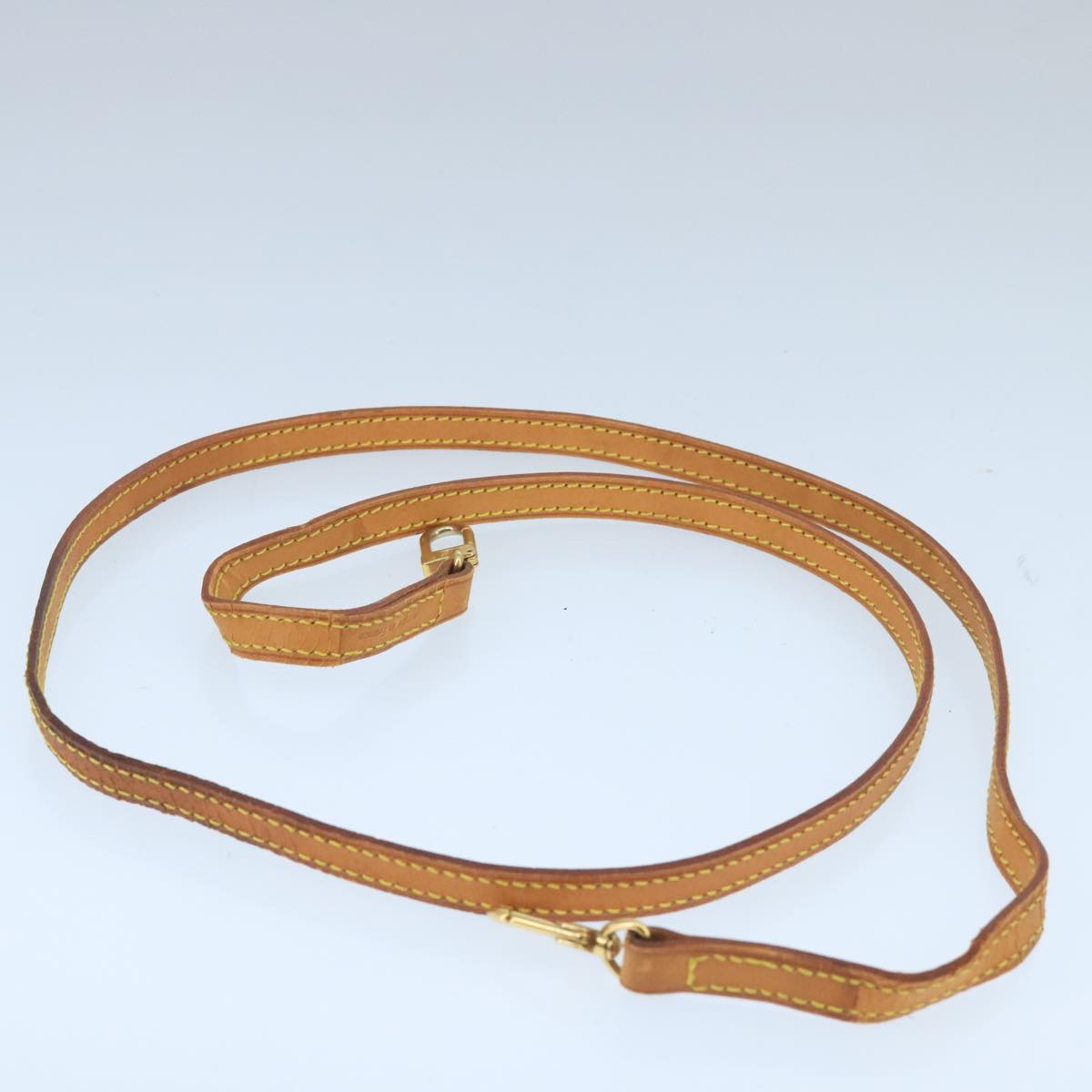 LOUIS VUITTON Shoulder Strap Leather 46.9"" Beige LV Auth ar12885