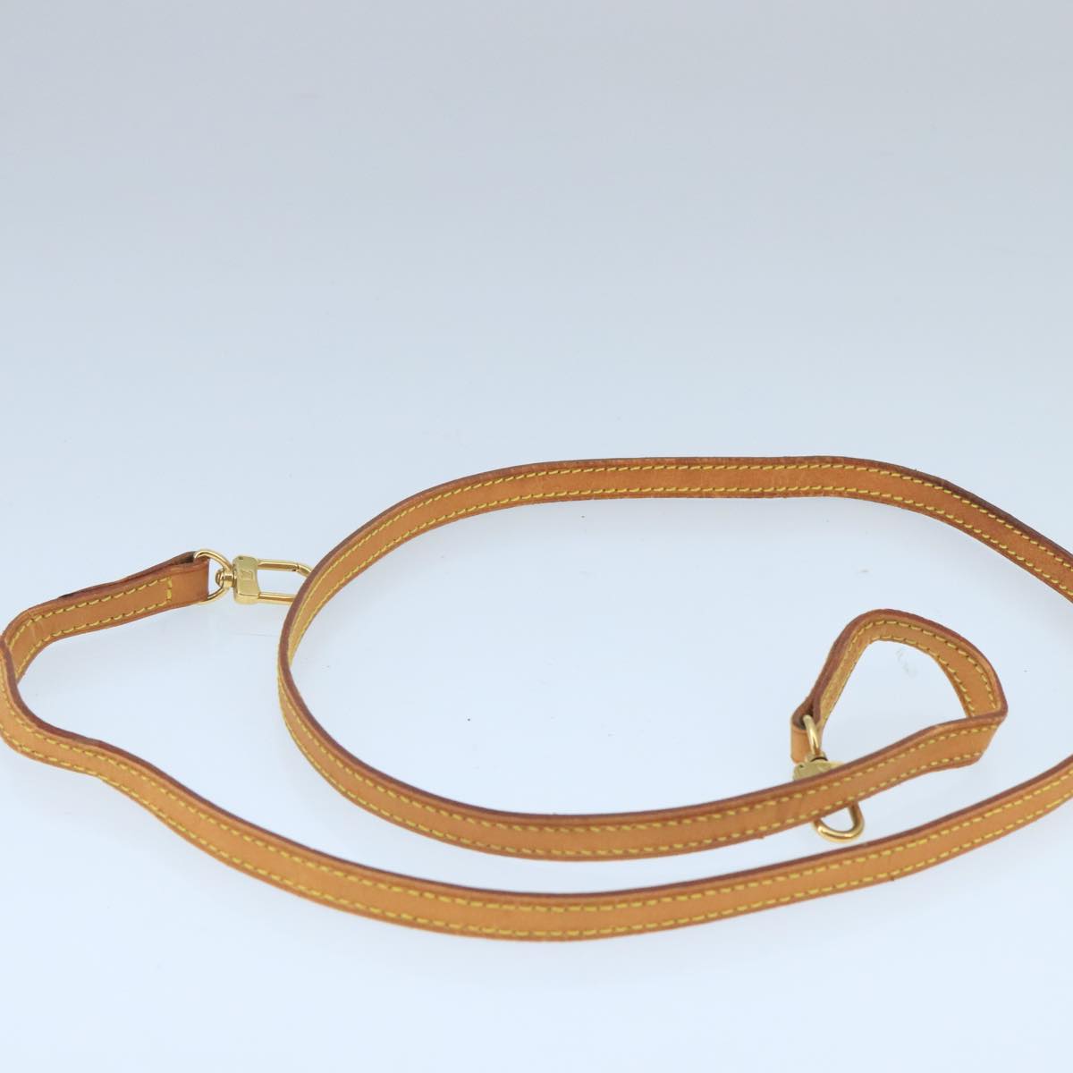 LOUIS VUITTON Shoulder Strap Leather 46.9"" Beige LV Auth ar12885