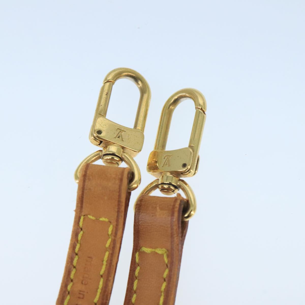 LOUIS VUITTON Shoulder Strap Leather 46.9"" Beige LV Auth ar12885