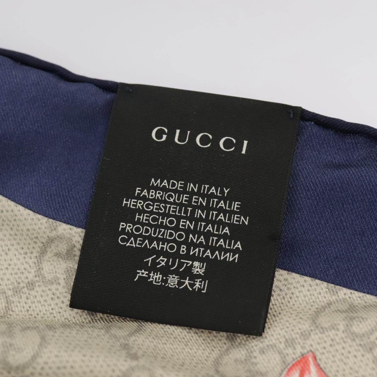 GUCCI Scarf Silk Beige Navy Auth ar12889