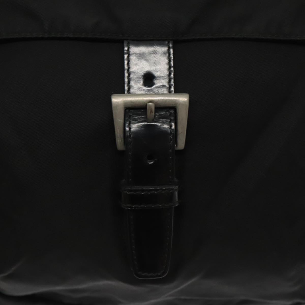 PRADA Shoulder Bag Nylon Black Silver Auth ar12901