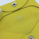HERMES Bastia Coin Purse Leather Yellow Silver Auth ar12907-8