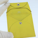 HERMES Bastia Coin Purse Leather Yellow Silver Auth ar12907-9