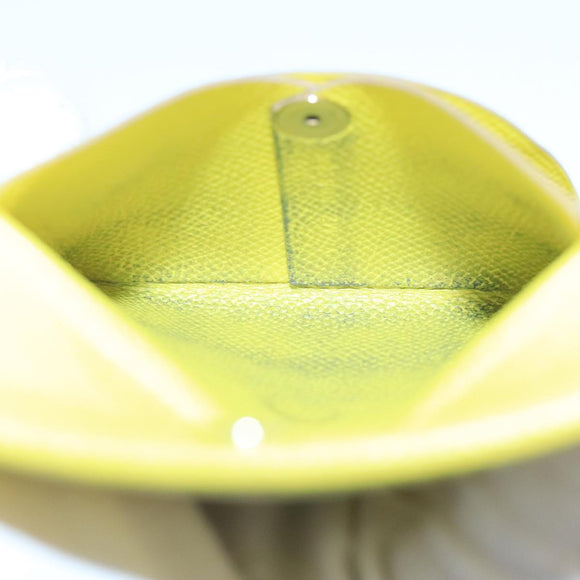 HERMES Bastia Coin Purse Leather Yellow Silver Auth ar12907