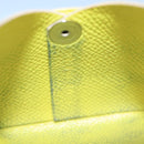 HERMES Bastia Coin Purse Leather Yellow Silver Auth ar12907-17
