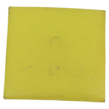 HERMES Bastia Coin Purse Leather Yellow Silver Auth ar12907 - 0