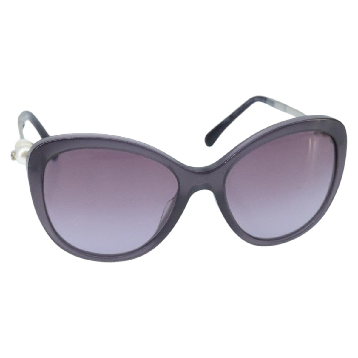 CHANEL Pearl Sunglasses plastic Purple CC Auth ar12914