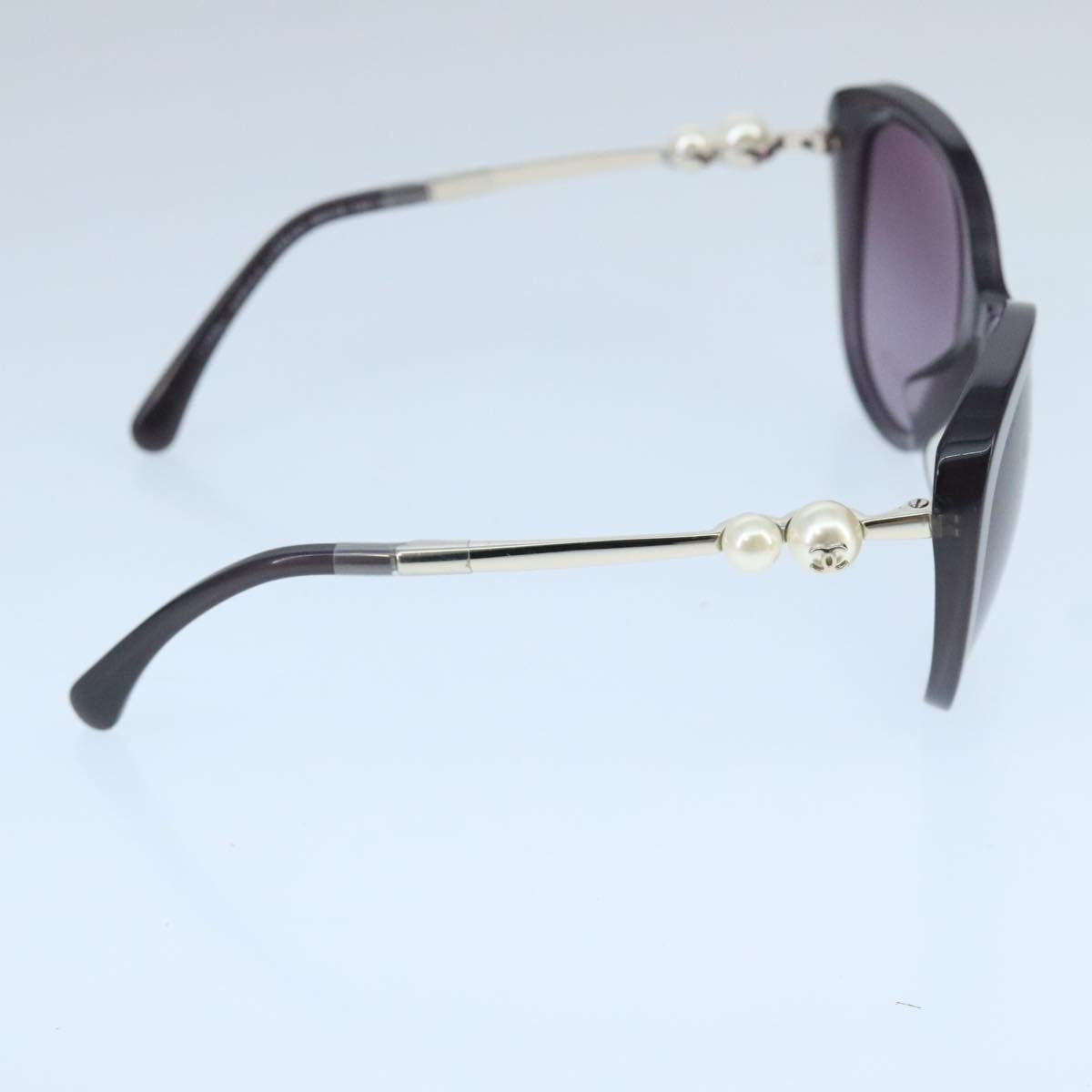 CHANEL Pearl Sunglasses plastic Purple CC Auth ar12914