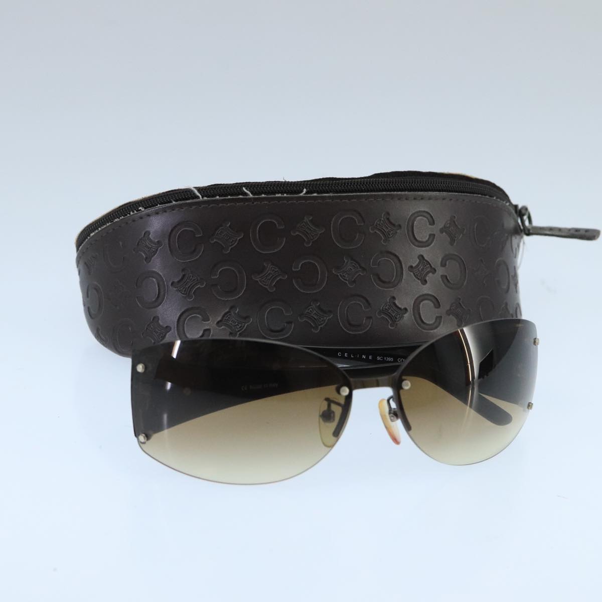 CELINE Sunglasses plastic Brown Auth ar12916