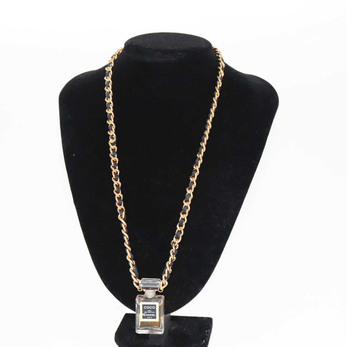 CHANEL Perfume Necklace Metal Gold CC Auth ar12917