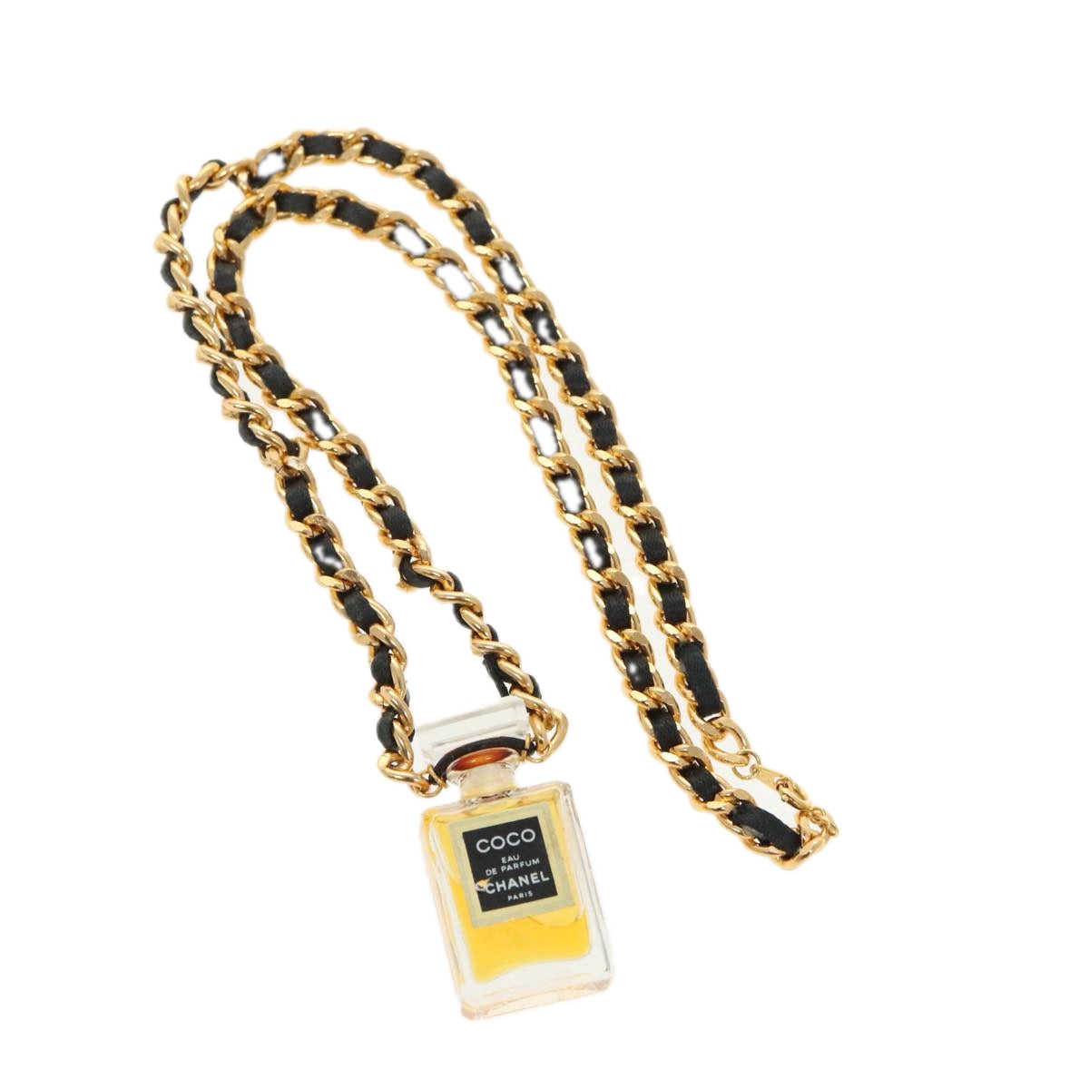 CHANEL Perfume Necklace Metal Gold CC Auth ar12917 - 0