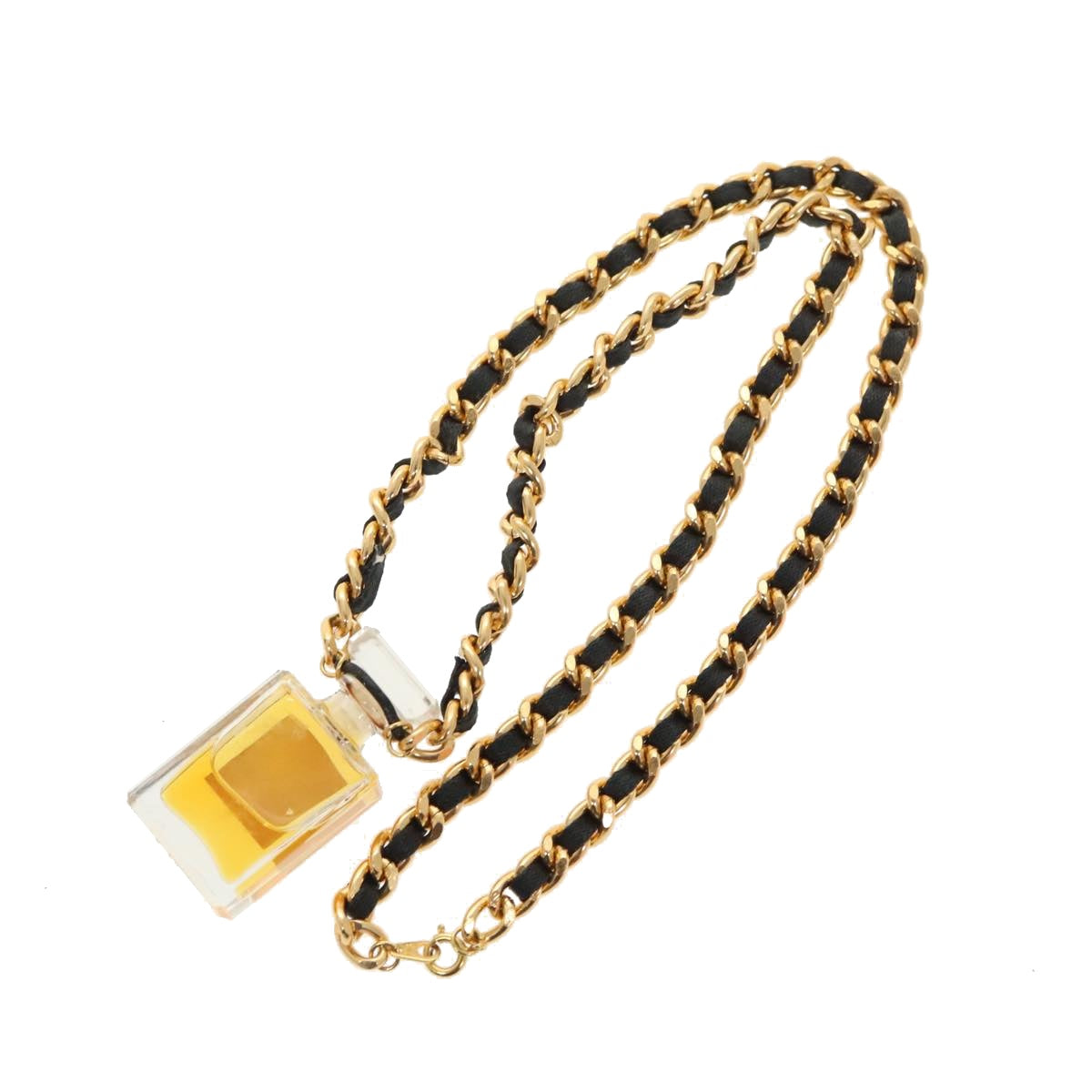 CHANEL Perfume Necklace Metal Gold CC Auth ar12917