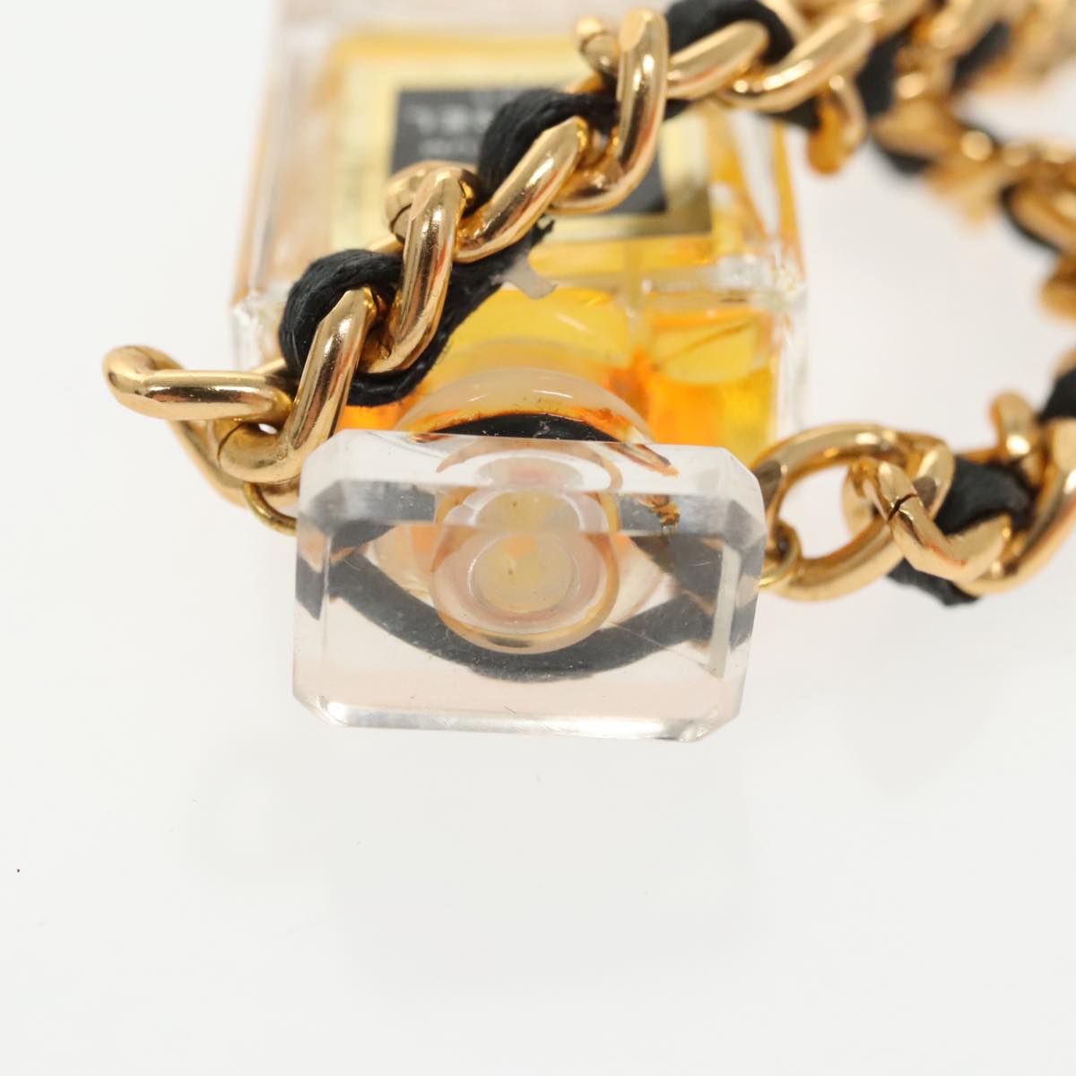 CHANEL Perfume Necklace Metal Gold CC Auth ar12917