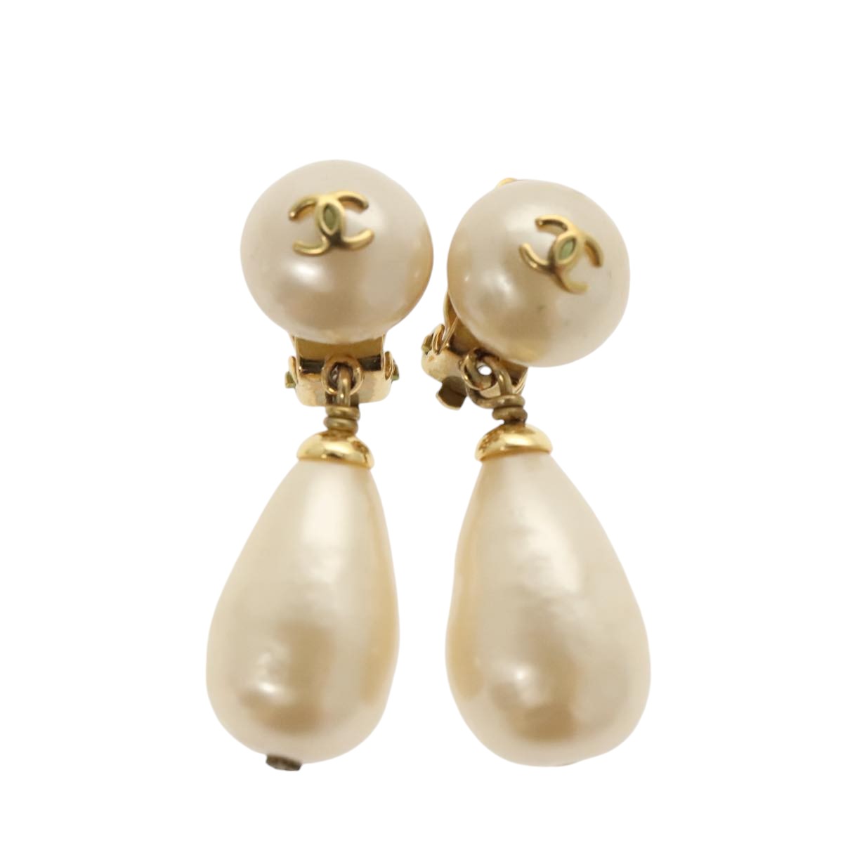 CHANEL Pearl Earring metal White CC Auth ar12918 - 0