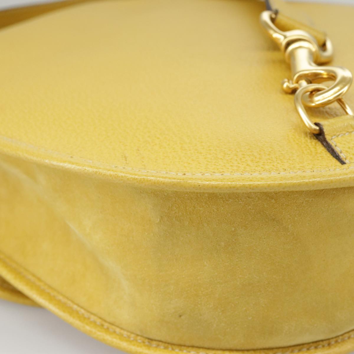 GUCCI Shoulder Bag Suede Leather Yellow Gold 003-2113-0034 Auth ar12947