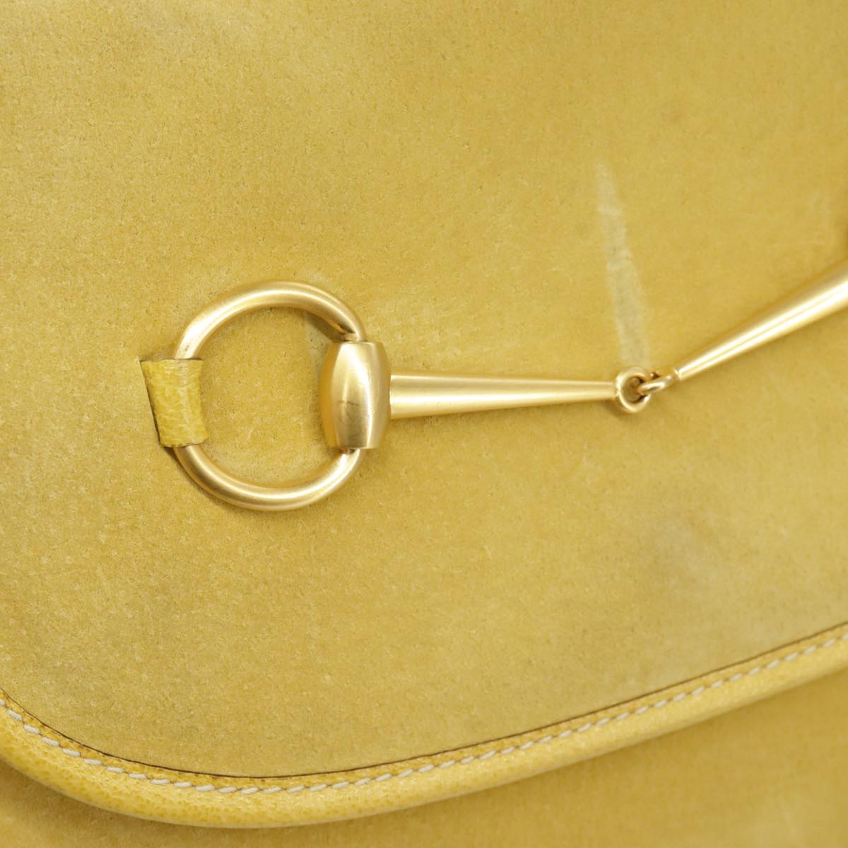 GUCCI Shoulder Bag Suede Leather Yellow Gold 003-2113-0034 Auth ar12947