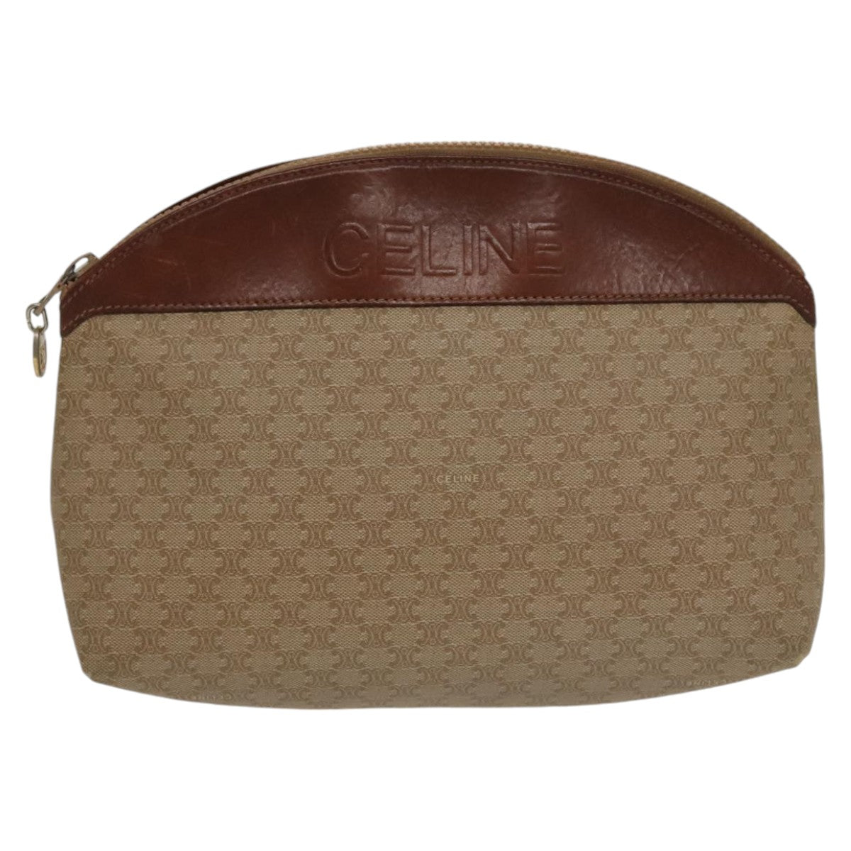 CELINE Macadam Canvas Pouch Beige Brown Auth ar12949 - 0