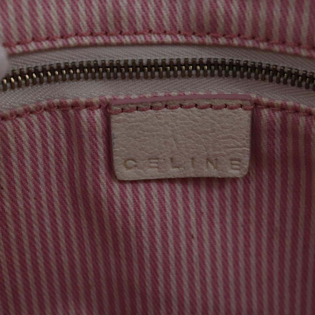 CELINE C Macadam Canvas Shoulder Bag Pink White Gold Auth ar12950