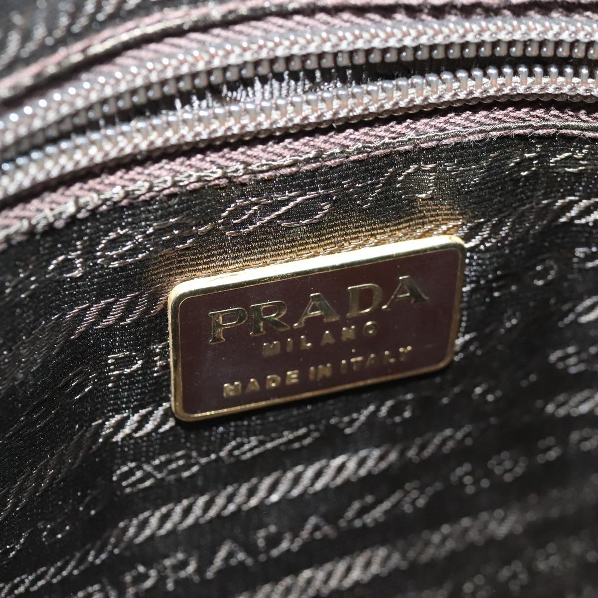 PRADA Chain Shoulder Bag Nylon Beige Gold Auth ar12953