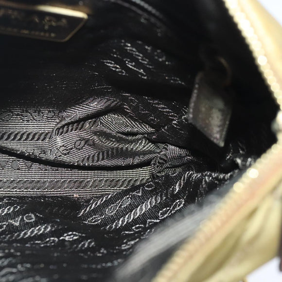 PRADA Chain Shoulder Bag Nylon Beige Gold Auth ar12953