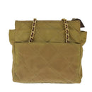 PRADA Chain Shoulder Bag Nylon Beige Gold Auth ar12953-2