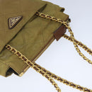 PRADA Chain Shoulder Bag Nylon Beige Gold Auth ar12953-6