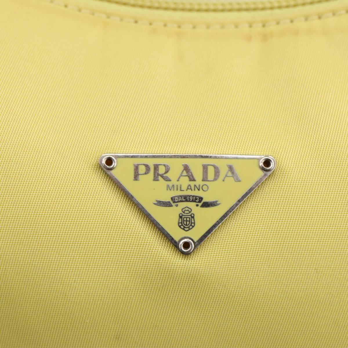 PRADA Mini Hand Bag Nylon Yellow Silver Auth ar12954