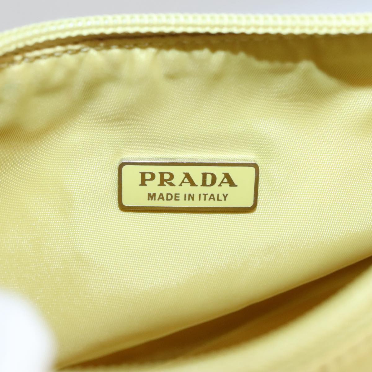 PRADA Mini Hand Bag Nylon Yellow Silver Auth ar12954