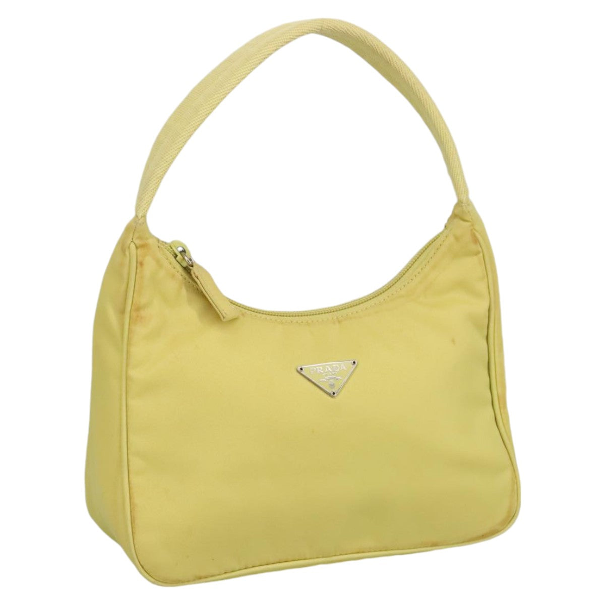 PRADA Mini Hand Bag Nylon Yellow Silver Auth ar12954