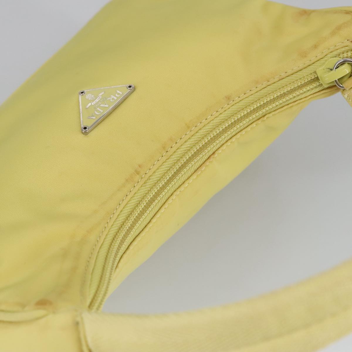 PRADA Mini Hand Bag Nylon Yellow Silver Auth ar12954