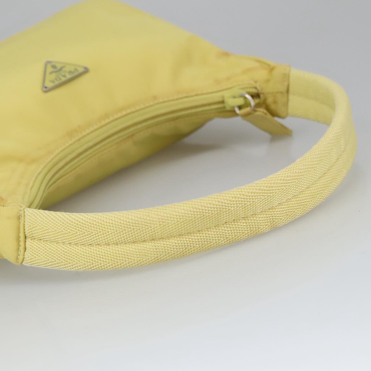 PRADA Mini Hand Bag Nylon Yellow Silver Auth ar12954