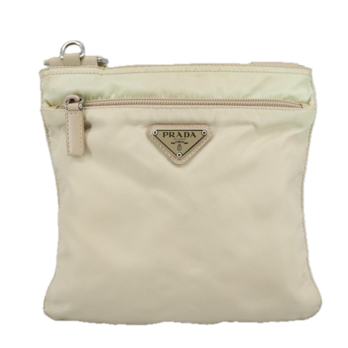 PRADA Shoulder Bag Nylon Beige Silver Auth ar12955 - 0