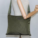 PRADA Shoulder Bag Nylon Khaki Silver Auth ar12956-22