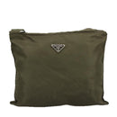 PRADA Shoulder Bag Nylon Khaki Silver Auth ar12956-2