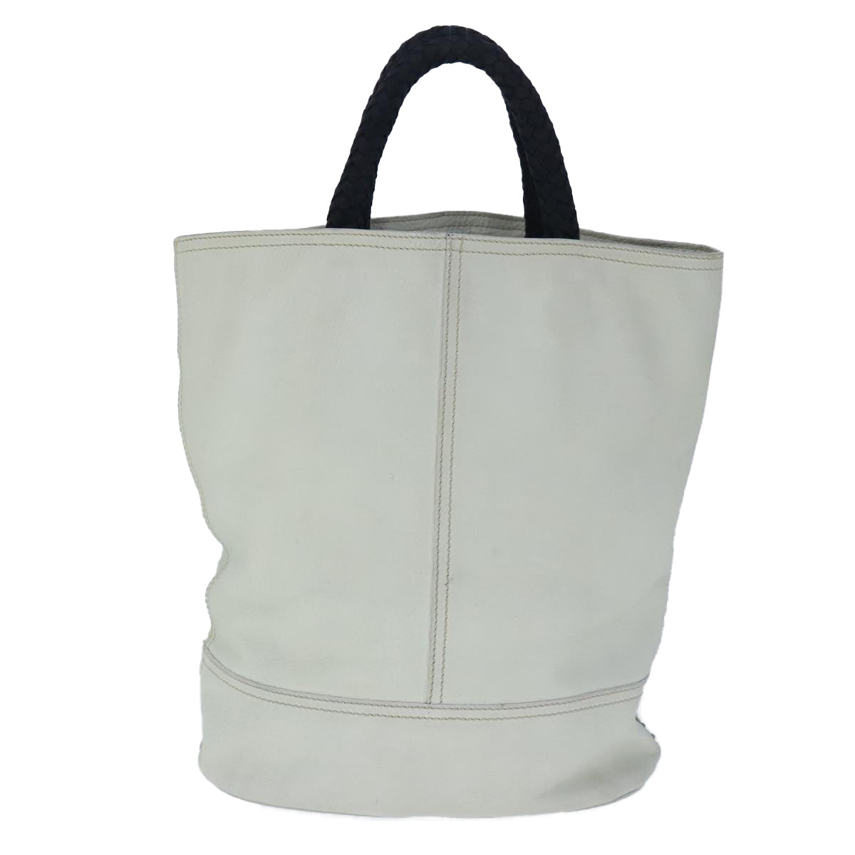 PRADA Tote Bag Leather White Auth ar12957